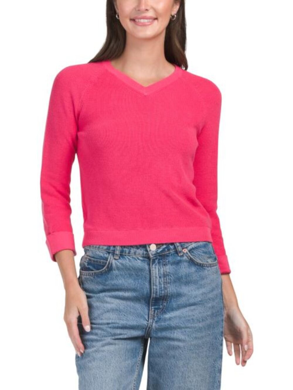 WINDSOR & WHITE Shaker Knit V-neck Sweater